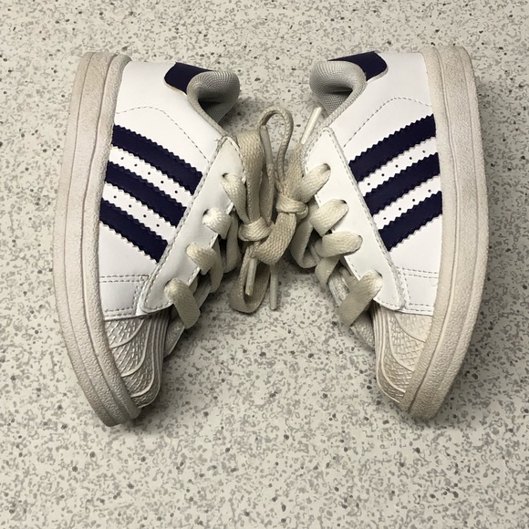 ADIDAS ORIGINALS SUPERSTAR G21190 Kids size 6 sneakers shoes White Purple W/Box - Picture 7 of 9